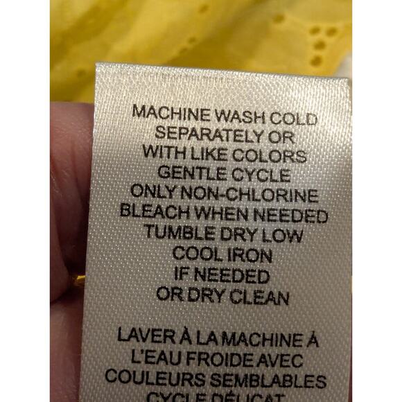 Chelsea & Theodore Womens Short Bell Sleeves Yellow Embellished Top Size L - Picture 8 of 8